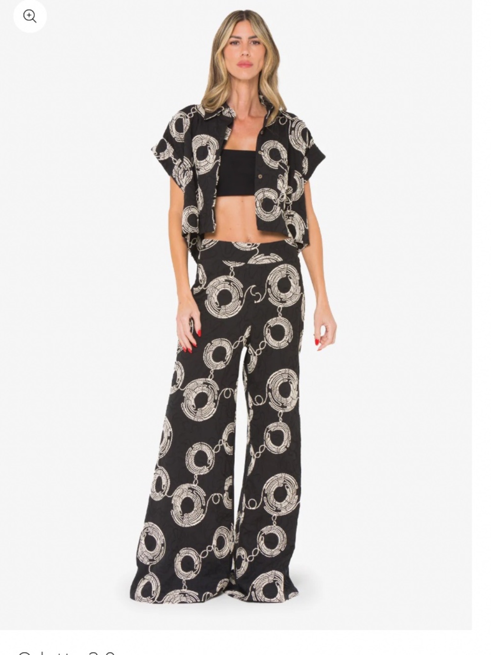 Odette Black with Crème Embroidery Wide Leg